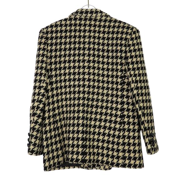 90s Giorgio Sant'Angelo Black and White Houndstooth Wool Blazer Jacket Medium - Picture 2 of 10
